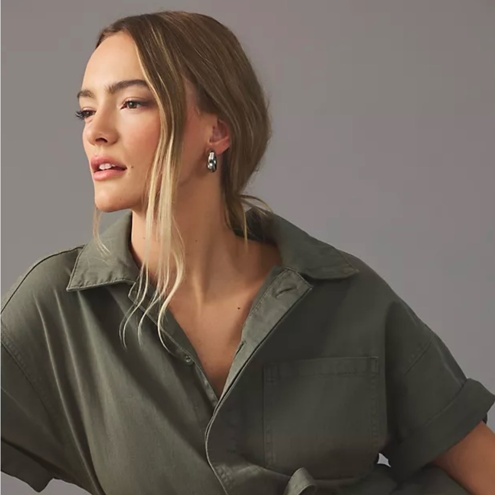 Anthropologie Unpublished Darla Kelp Green Romper Short Jumpsuit Size Small - Picture 16 of 16